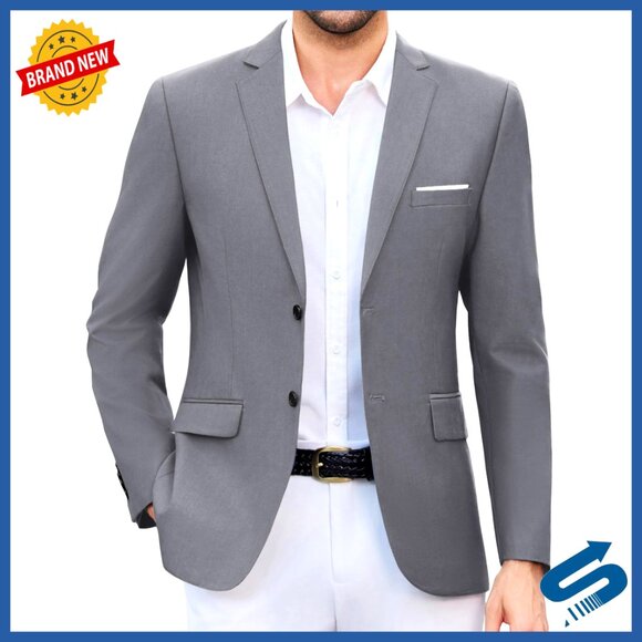 Slim Fit Blazer Lightweight Sport Coat Two Button Notch Lapel
